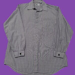 V2 by Versace Men's Buttoned-down Shirt, 15.5 R, Preppy, Gray/Purple Stripes